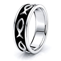 Atticus Jesus Fish Motif Mens Wedding Band