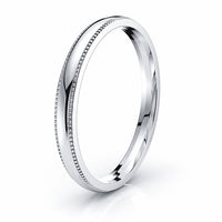 Solid Dome Milgrain Comfort Fit Mens Wedding Bands